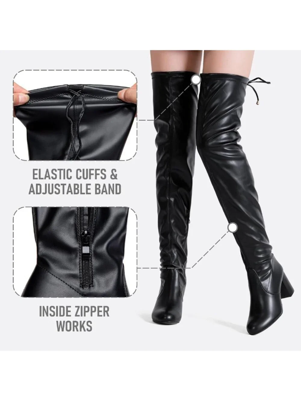 Cute Suede Thigh High Over the Knee Boots with High Heel & Inner Zipper
